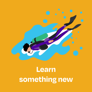 Learn something new: Illustration of a person scuba diving